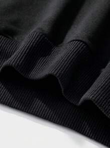 Áo nỉ dài tay cho bé trai, áo thun trơn màu đa năng, phong cách hợp thời trang cho mùa thu/đông - màu đen - Xem 6