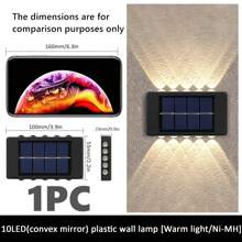 6pcs/1pc Outdoor Solar Wall Lights, Easy Installation, 8/10 LED Waterproof Up & Down Lighting Decorative Lamps, Suitable For Garden, Yard, Park, Wall