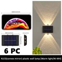 6pcs/1pc Outdoor Solar Wall Lights, Easy Installation, 8/10 LED Waterproof Up & Down Lighting Decorative Lamps, Suitable For Garden, Yard, Park, Wall