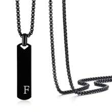 1 件简约时尚不锈钢 26 字母吊坠项链，60 厘米不锈钢盒链，适合作为送给朋友和爱人的礼物 - 簡約時尚不鏽鋼26字母項鍊吊墜 - 查看 34