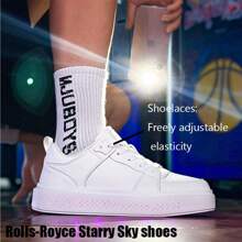 新款劳斯莱斯星空鞋男女情侣休闲运动鞋小白鞋发光鞋USB充电成人万圣节夜光星空发光鞋透气潮酷时尚舒适百搭鞋 - 白色 - 查看 5