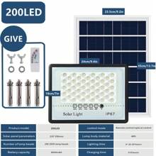 1 pieza Foco solar, resistente al agua, con control remoto, temporizador, iluminación paisajística solar para paredes, jardín, patio, iluminación exterior para caminos, jardín, patio. - luz blanca - Ver 13