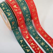 4/1 peças Fitas de Caixa de Presente de Natal de 900 polegadas, Fitas Decorativas de Caixa de Bolo e Flor, Fitas Vermelhas e Verdes de Boneco de Neve, Árvore de Natal e Bengala de Doce, Fitas de Cetim DIY para Embrulho de Presente para Aniversário, Casamento, Natal