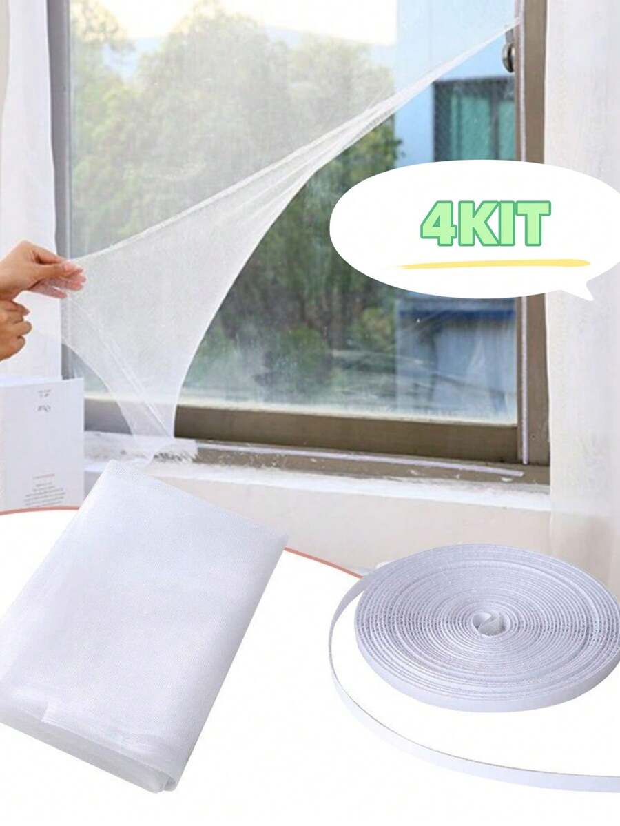 4 Pcs With Anti Fly Mosquito Insect Net Removable Anti-Insect Mosquito Net Window Screen Promotion - trắng - Xem 1