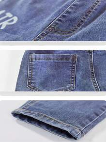 男童简约印花休闲牛仔裤