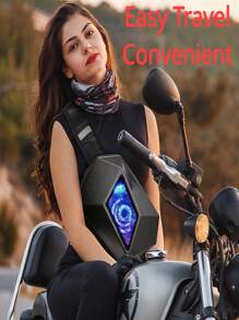 A Shoulder Bag Devil's Eye Sports Cool LED Light-Up DIY Monitor Waterproof Motorcycle Riding - Đen và trắng - Xem 9