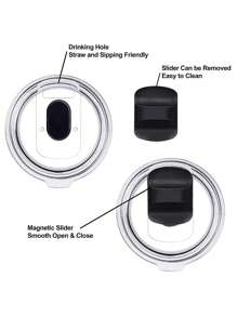 1 个 20/30 盎司玻璃杯盖替换盖，与 YETI 20 盎司玻璃杯防溢杯盖兼容，带磁性滑动开关