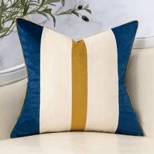1 pièce Housse de coussin en patchwork de velours rayé, taie d'oreiller pour canapé neutre et moderne pour la décoration de la maison dans le salon et la chambre à coucher (housse de coussin uniquement), convient pour canapé, salon, chambre à coucher, gîte, également comme cadeau