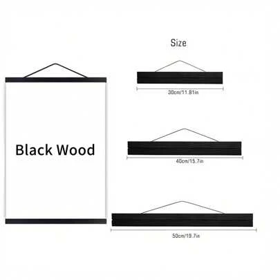 磁性木質裝飾掛鉤，適用於卷軸畫和海報，掛在牆上的桿形圖片和照片框架