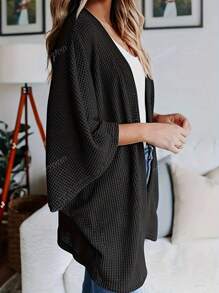 Plus Size Women Batwing Sleeve Loose Casual Fashion Solid Color Knit Cardigan