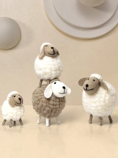 Joivida 1pc Ornament, Cute Wool Felt Sheep Figurine, Nordic Style Decor For Home, Holiday Party Best Gifts Birthday Graduation, New Year, Christmas Gift, Rama Table Decor, Living Room Supplies, Party Use, Family Dining, Wedding Decor, High-End Cafe Supplies, Cozy Fall/Winter Decor