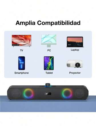 Bocina, altavoz via bluetooth speaker inalambrica RGB para PC, TV, ETC ETC 1HORA
