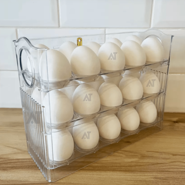 Porta Ovo Dispensador Organizador Suporte Geladeira 3 Andares Cesta de Ovos para 30 ovos Espaço Armazenamento