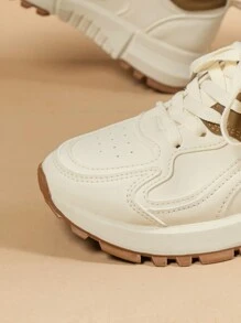 女士运动休闲平底舒适跑步鞋 - 运动鞋 - 米色 - 查看 6