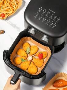 50/75/100pcs Square Air Fryer Baking Paper, Kitchen Food Tray Oil Paper, Outdoor Party Barbecue Fried Chicken Food Paper Tray, Air Fryer Liner Pot, Paper Basket Bowl, Baking Tray, Oven Accessories, Baking Tools, Kitchen Supplies, Kitchen Accessories