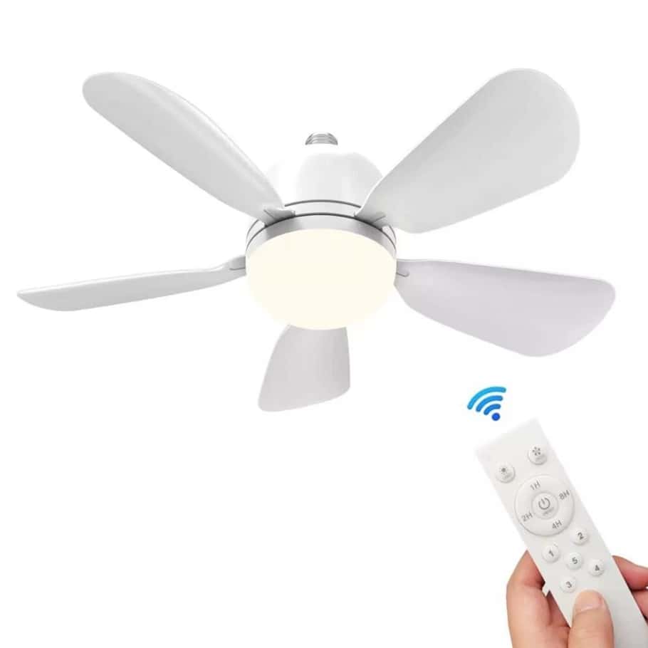 Socket Fan Light, Light Socket Ceiling Fans With Lights And Remote, E26 Socket Light Bulb Fan With Dimmable Lights 3000K-6500K, Airflow Quiet Screw In Small Ceiling Fan For Bedroom Living Room Kitchen