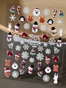 1 件装圣诞老人鹿指甲贴5D雪花新年卡通指甲贴圣诞贴纸指甲贴DIY - 彩色 - 查看 2