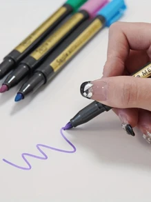 10pcs Metallic Color Markers, Water-Based Colored Pens For DIY Scrapbooking, School & Office Supplies, Art Painting, 24 Assorted Colors, Middle East-Saudi Arabia And USA - Multicolor - View 10