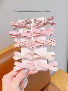 10pcs Simple Crossed Hairpins With Bow Knot Design - Pink - View 5