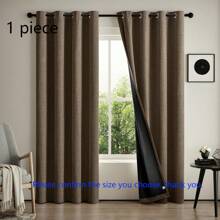 99% 遮光亚麻窗帘，卧室全遮光窗帘，客厅纹理窗帘，84 英寸索环，节能窗帘，黑色内衬，纯色遮光窗帘，房间变暗和减少光线的窗帘 - 彩色 - 查看 33