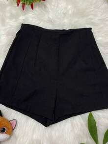 Layeras New Women's Shorts With Zipper On The Left, No Pocket And No Elastane Cold Weather Material - màu đen - Xem 4
