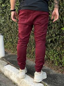 Men's Light Beige Jogger Jeans With Elastane Premium Line Black Lead Gray - 紫紅色 - 查看 3