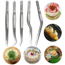 5 piezas Conjunto de pinzas de acero inoxidable para cocina, herramientas de tenazas - Plateado - Ver 1
