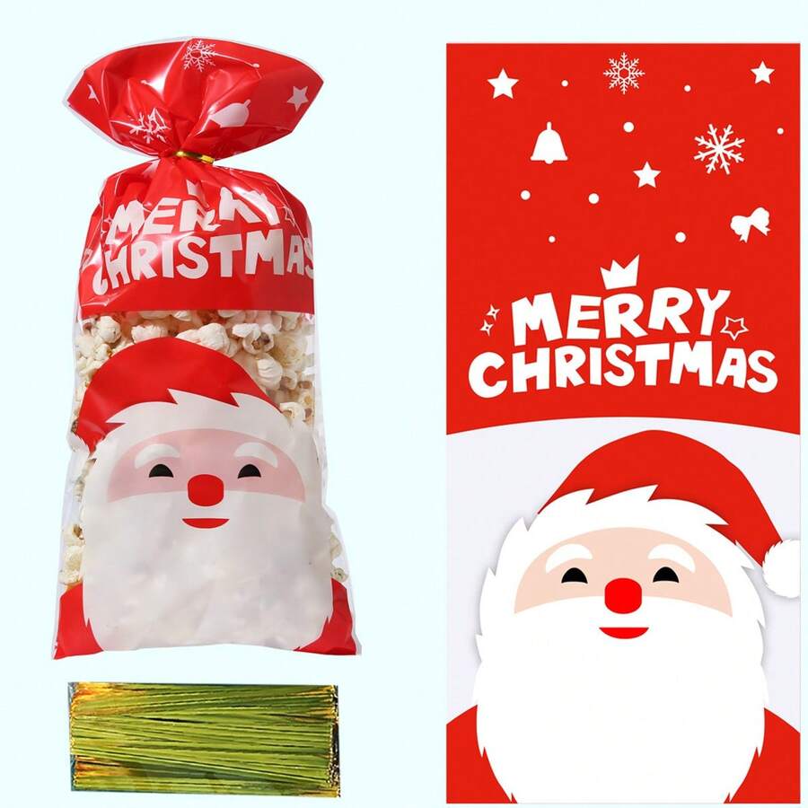 50 个装圣诞礼物袋，内含圣诞老人、雪人、圣诞树图案、圣诞派对装饰礼品袋