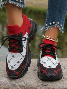 2024 Autumn New Arrival Women's Breathable Platform Casual Sneakers - Red - View 8