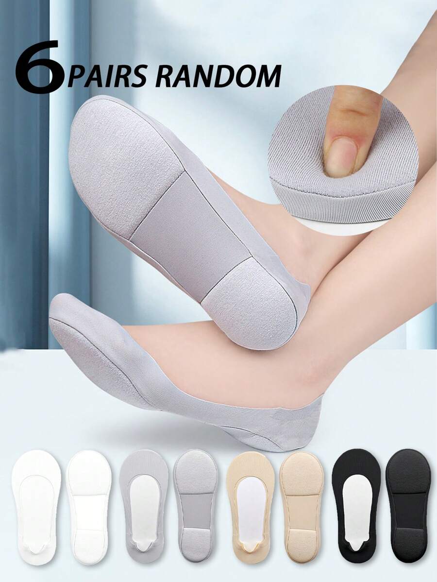 6 paia casuali di calzini da donna con fondo morbido in spugna, ammortizzati e confortevoli, senza caviglia, adatti per qualsiasi scarpa, per l'estate