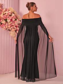 Joyfunear 1pc Maternity Sexy Off-Shoulder Bodycon Dress With Cape, Elegant, For Party