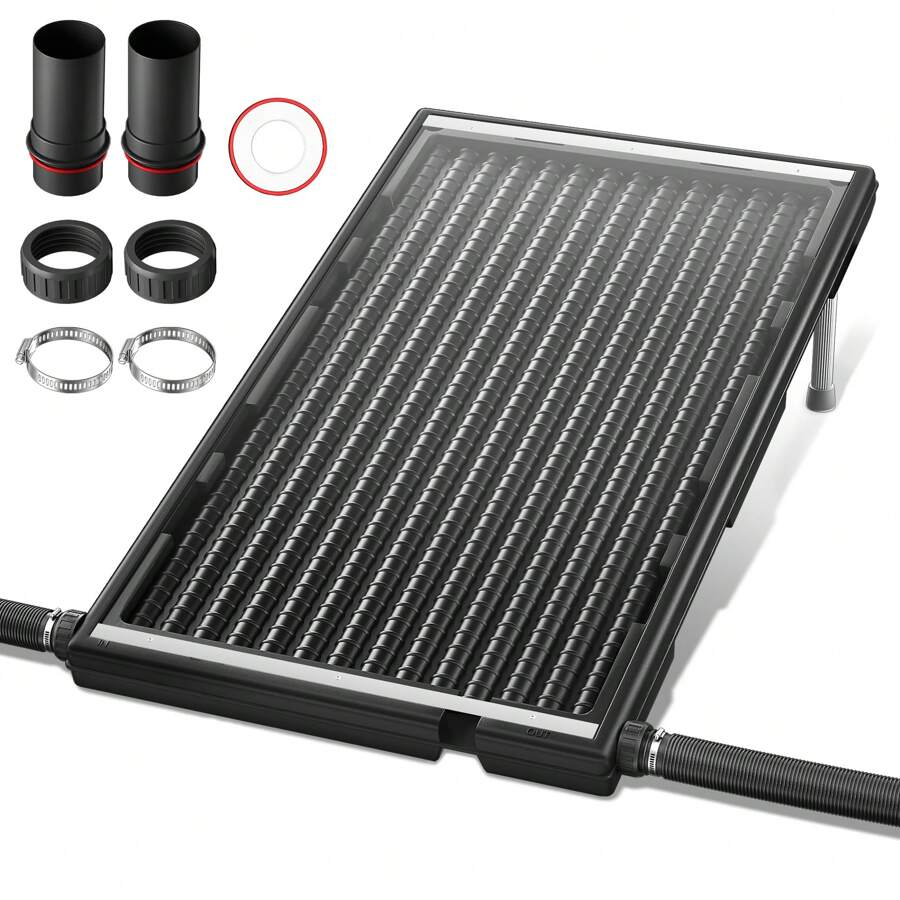 Froadp Solar Pool Heater, Hot Water System With Support Bar, Solar Pool Heater With Ø 5 Cm Connection, Solar Pool Heater For Outdoor Pool - Black - View 1