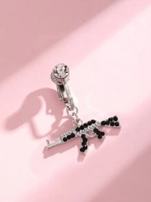1pc Gun Shaped Fake Belly Button Ring, Fashionable Non-Piercing Belly Button Clip For Daily Wear