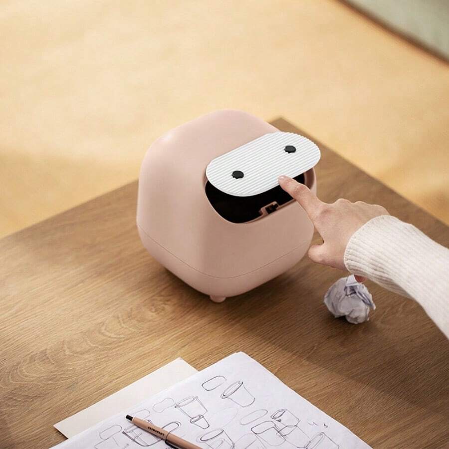 Desktop Trash Can, Dual Layer Foot Press Waste Bin With Lid For Home