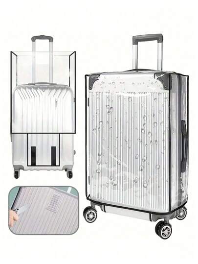 1 包透明行李箱保护套，防水 PVC 材质，适用于 20 英寸至 30 英寸行李箱套，行李箱罩，透明防尘、防刮、拉杆箱保护套，（不含行李箱）用于沙滩旅行行李箱保护套，大学宿舍返校透明行李箱收纳袋，方便查找旅行保护，易于清洁，确保旅行和行李箱寿命