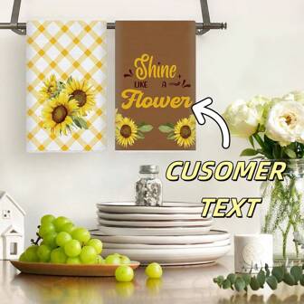 2ST Skräddarsydda hösthanddukar, solrosanpassade köksdiskhanddukar, solroshanddukar för badrum, höstens Thanksgiving kök och badrumsdekoration, Thanksgiving Halloween presenter