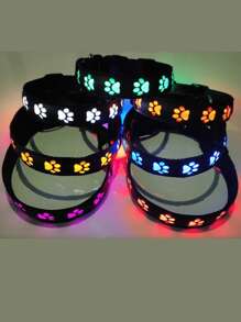 1 个 USB 可充电宠物发光项圈，闪烁/慢闪/常亮，硅胶材质，柔软亲肤，可修剪至所需尺寸，适合户外夜间散步安全，可充电项圈，电池续航时间长，红色/蓝色/粉色/绿色 - 彩色 - 查看 3