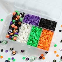 1630 Stück Halloween Perlenset mit Ton-Perlen, Acryl-Buchstabenperlen, Ton-Scheiben-Abstandsperlen zum Armband-Herstellen, DIY-Schmuck, Anhänger, Verkleidung zum Feiertag