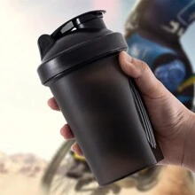 1 Pieza Botella agitadora de proteínas, mejor taza agitadora(Clásico asa superior y bola mezcladora), Botella de agua de cocina (16oz-400ml-1 Paquete, Tapa negra/Body negro)
