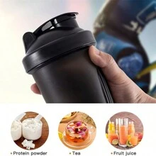 1 Pieza Botella agitadora de proteínas, mejor taza agitadora(Clásico asa superior y bola mezcladora), Botella de agua de cocina (16oz-400ml-1 Paquete, Tapa negra/Body negro)