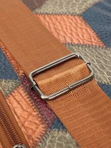 Túi đeo chéo thời trang đa năng, Túi đeo ngực kẻ caro Colorblock, Balo thể thao, Ví đựng tiền xu điện thoại khi mua sắm trên phố - Nhiều màu - Xem 9