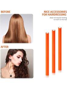 10pcs Flexible Curling Rods, Soft Foam Curly Twist Curling Irons, Styling Tools, No Heat Required - Orange - View 5