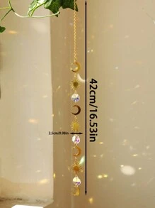 1 件波西米亚风太阳捕手挂饰 - 水晶棱镜彩虹制作器，手工制作的金链太阳和月亮装饰品，适用于窗户、花园或家居装饰、家居装饰、房间装饰、墙壁装饰 - 彩色 - 查看 13