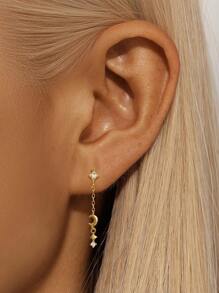 1 件 925 纯银花朵水滴星月耳钉耳钉耳骨穿孔饰品适合日常佩戴婚礼派对订婚周年纪念情人节 - 金色 - 查看 17