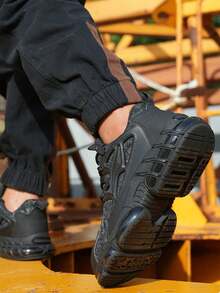 Men's Lightweight Indestructible Work Shoes Cushioned Rubber Sole Black Outdoor Safety Shoes For Garden Construction Driver Anti-Smashing Stab Sports Steel Toe Sneakers - Black - View 6