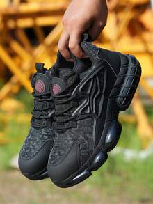 Men's Lightweight Indestructible Work Shoes Cushioned Rubber Sole Black Outdoor Safety Shoes For Garden Construction Driver Anti-Smashing Stab Sports Steel Toe Sneakers - Black - View 5