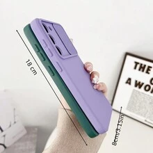 适用于三星 Galaxy S24 Ultra 手机镜头保护手机壳，镜头横推窗手机壳，纯色皮肤手机壳，糖果色防摔手机壳适用于万圣节、圣诞节、生日、新年礼物，送给朋友的礼物 - 墨綠色 - 查看 4