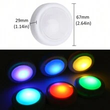 3/6pcs LED Circular Night Light With Remote Control And Touch Control, Adjustable RGB 13 Colors, Battery Powered, Suitable For Wardrobe, Bedroom Wall, Cabinet, Corridor And Other Spaces - RGB - Round Night Light - View 9