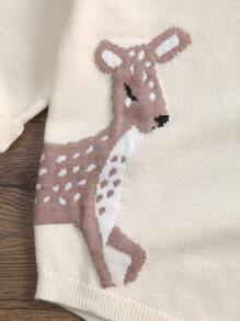 Barboteuse à manches longues en tricot avec motif de biche bébé fille