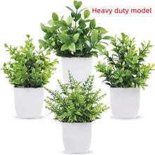 1PC/2PCS/3PCS/4PCS White Flower Pots Artificial Plants With Small Artificial Fake Plants, Including Flower Pots For Indoor Home Decoration, Office Centerpieces, Bathroom And Bedroom Decoration, With Plastic Eucalyptus And Miniature Wheatgrass Plants, Perfect For Indoor Desk Artificial Plant Decoration